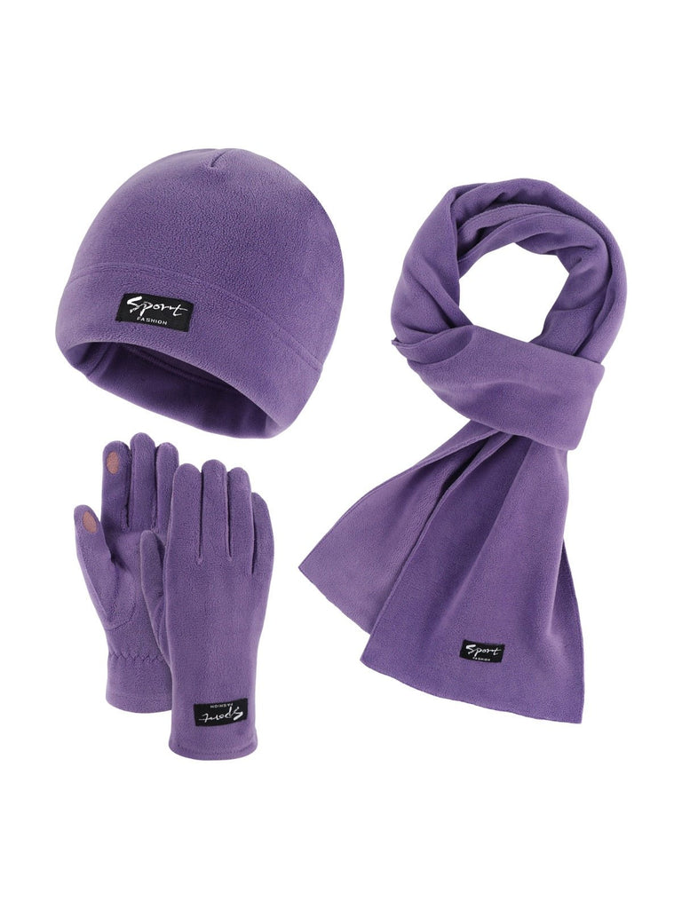 Ensemble hiver mixte, bonnet polaire homme femme, gants tactiles hiver, écharpe douce chaude, ensemble hiver unisexe, protection froid, accessoire sports d’hiver, modèle Lipène - Écharpe - Violet