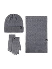 Ensemble hiver trois pièces, bonnet chaud doublé, écharpe douce longue, gants tactiles confortables, tricot effet relief, plusieurs couleurs disponibles, modèle Gastin - Écharpe - Gris
