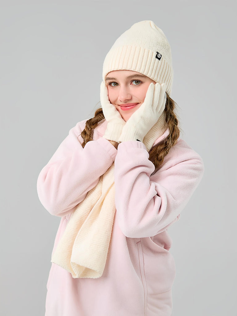 Ensemble hiver trois pièces, bonnet chaud doublé, écharpe douce longue, gants tactiles confortables, tricot effet relief, plusieurs couleurs disponibles, modèle Gastin - Écharpe - Blanc