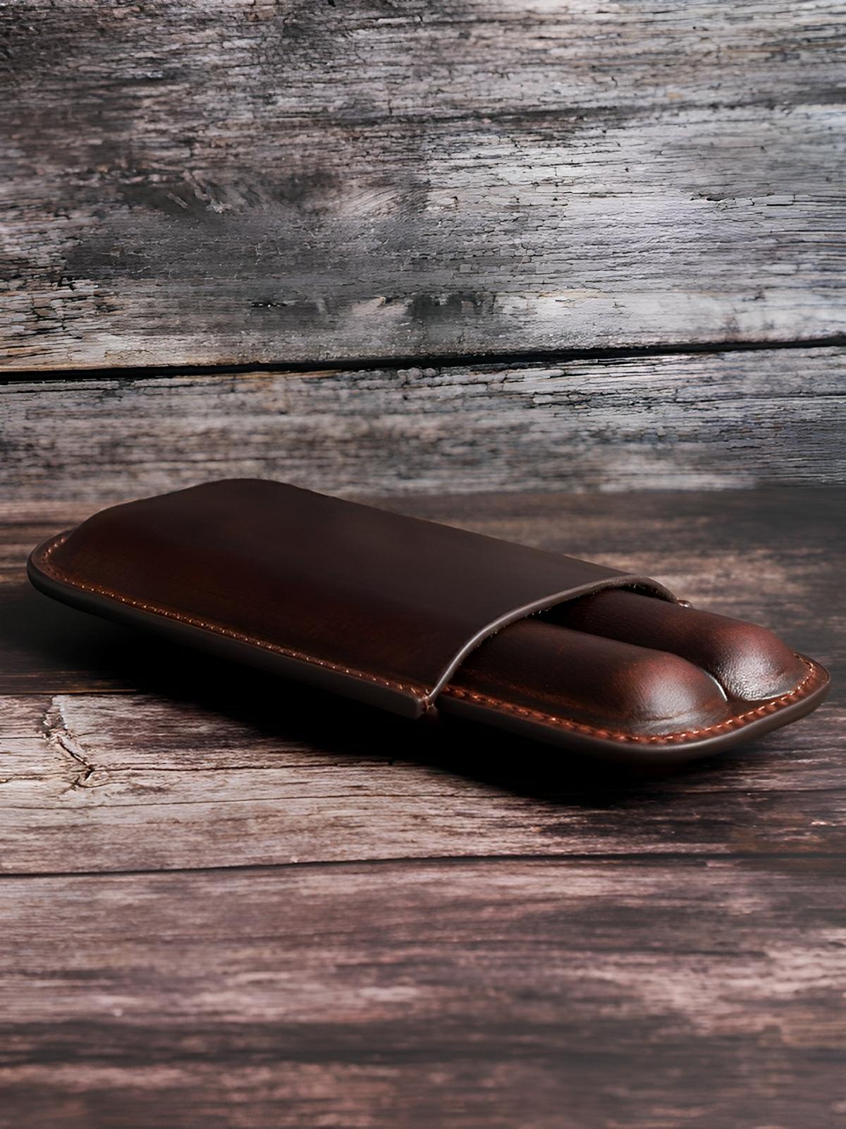 Étui à cigares, en cuir, idéal à transporter, modèle Macaire - Coffret - Café