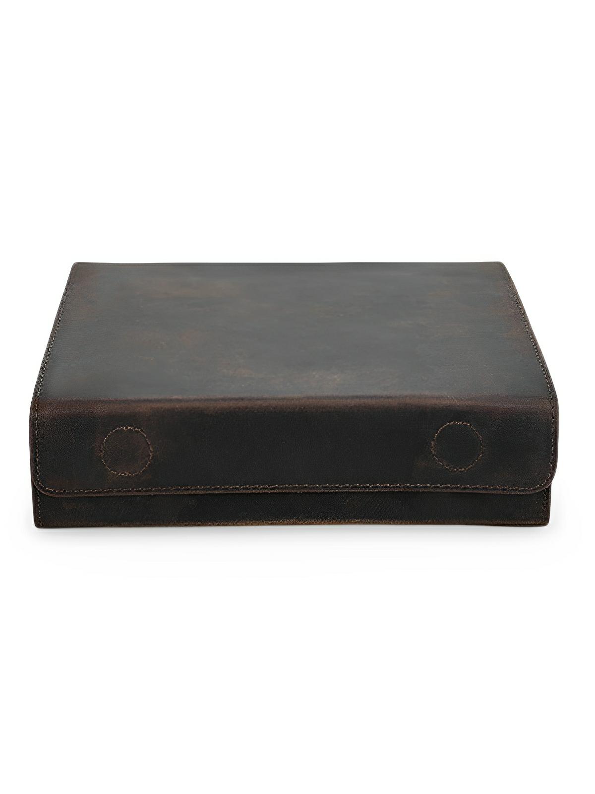 Étui à lunettes, en cuir, voyage organisé, modèle Hilarion - Coffret - Café