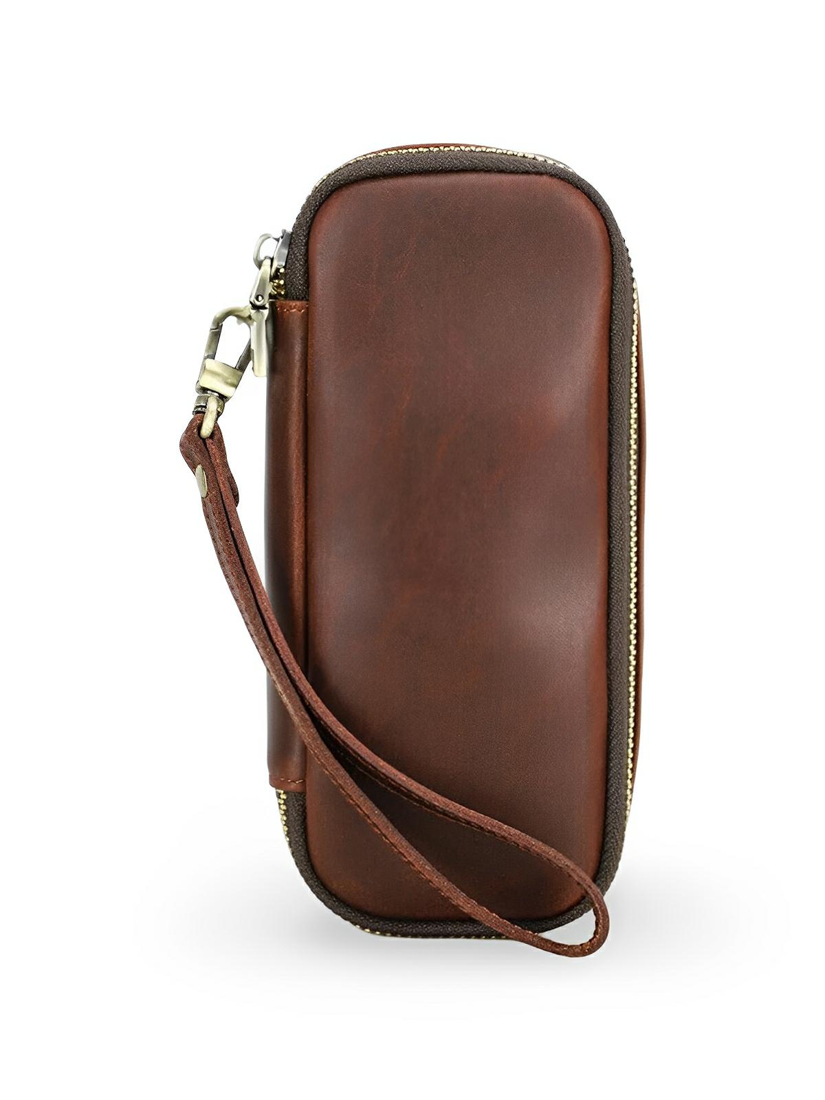 Étui à pipe, en cuir, raffiné et organisé, modèle Riquier - Coffret - Café