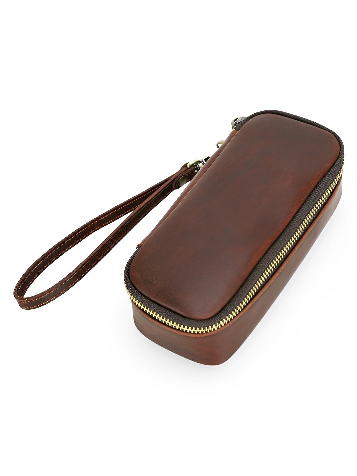 Étui à pipe, en cuir, raffiné et organisé, modèle Riquier - Coffret - Café