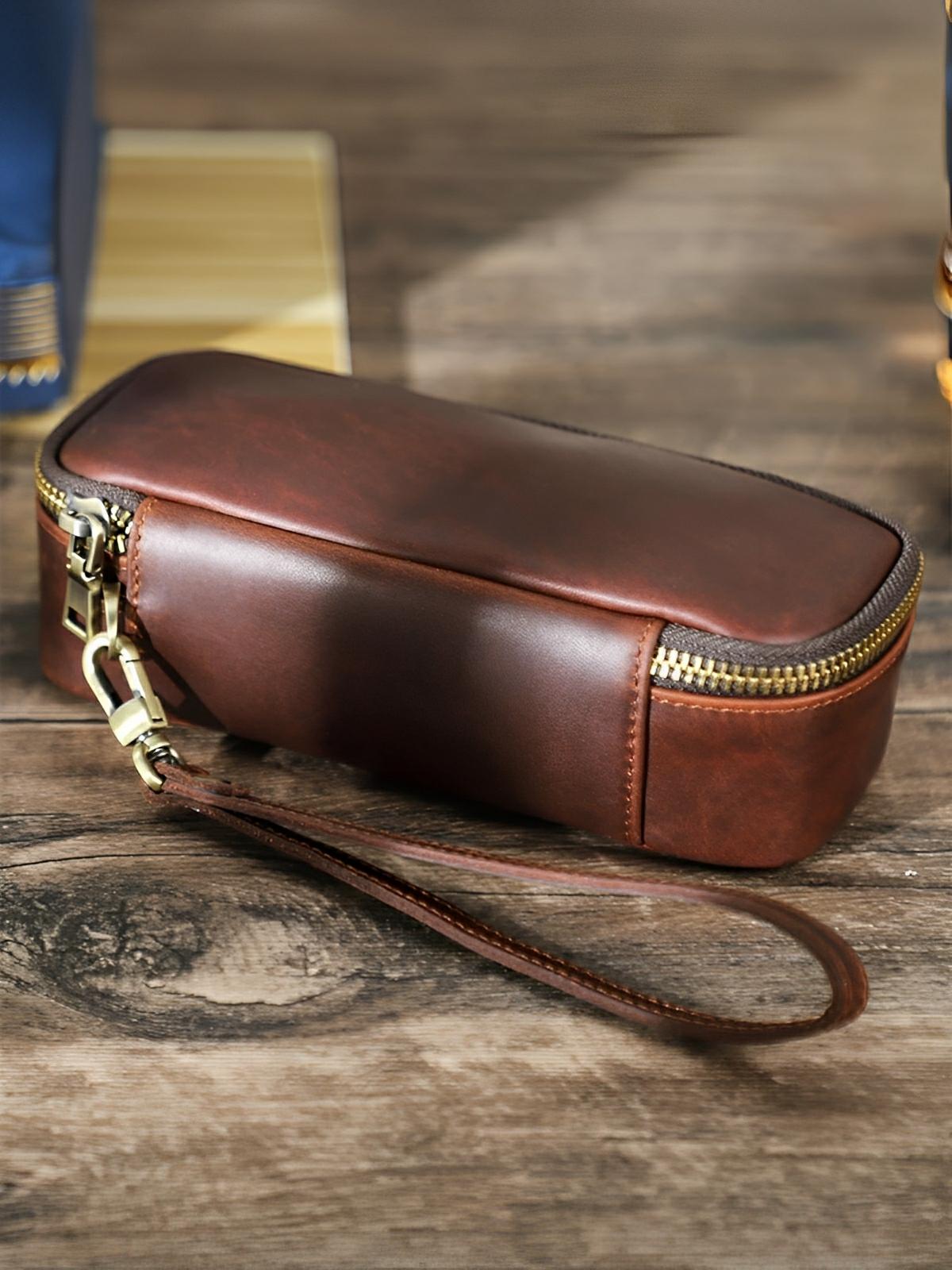 Étui à pipe, en cuir, raffiné et organisé, modèle Riquier - Coffret - Café