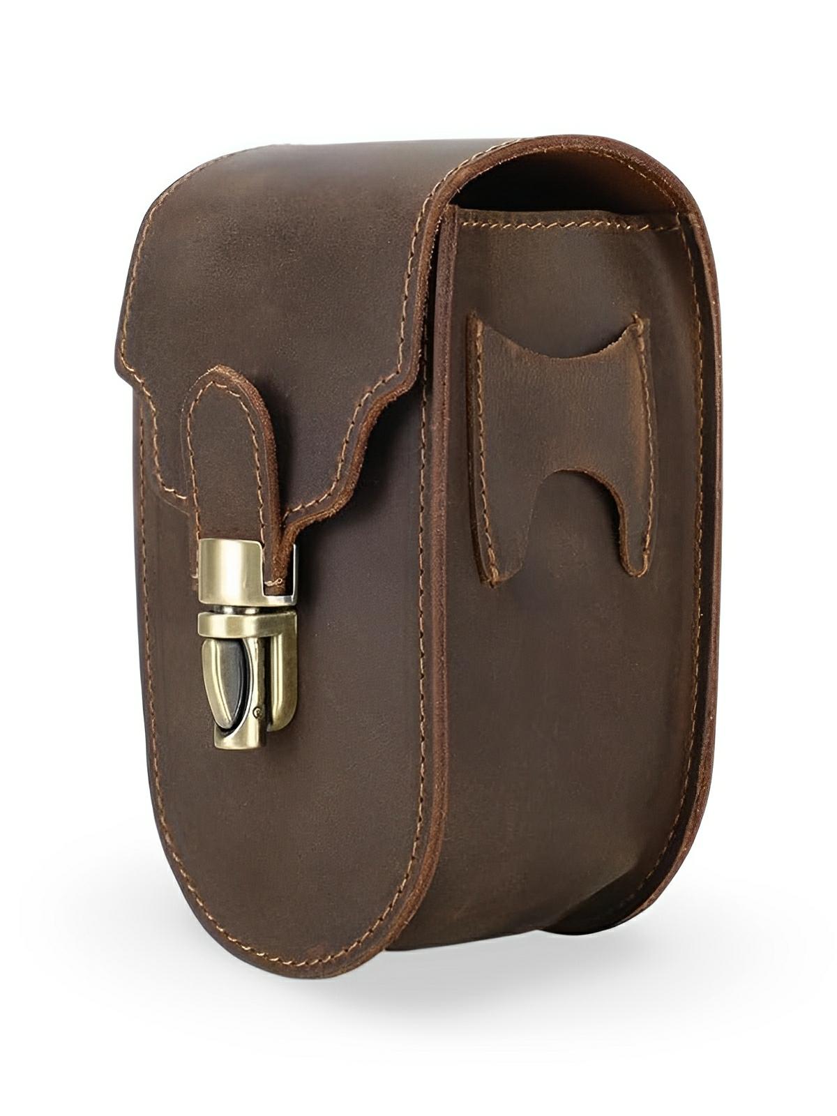 Étui pour balles de golf et tees, en cuir, portable à la ceinture, modèle Amarant - Coffret - Café