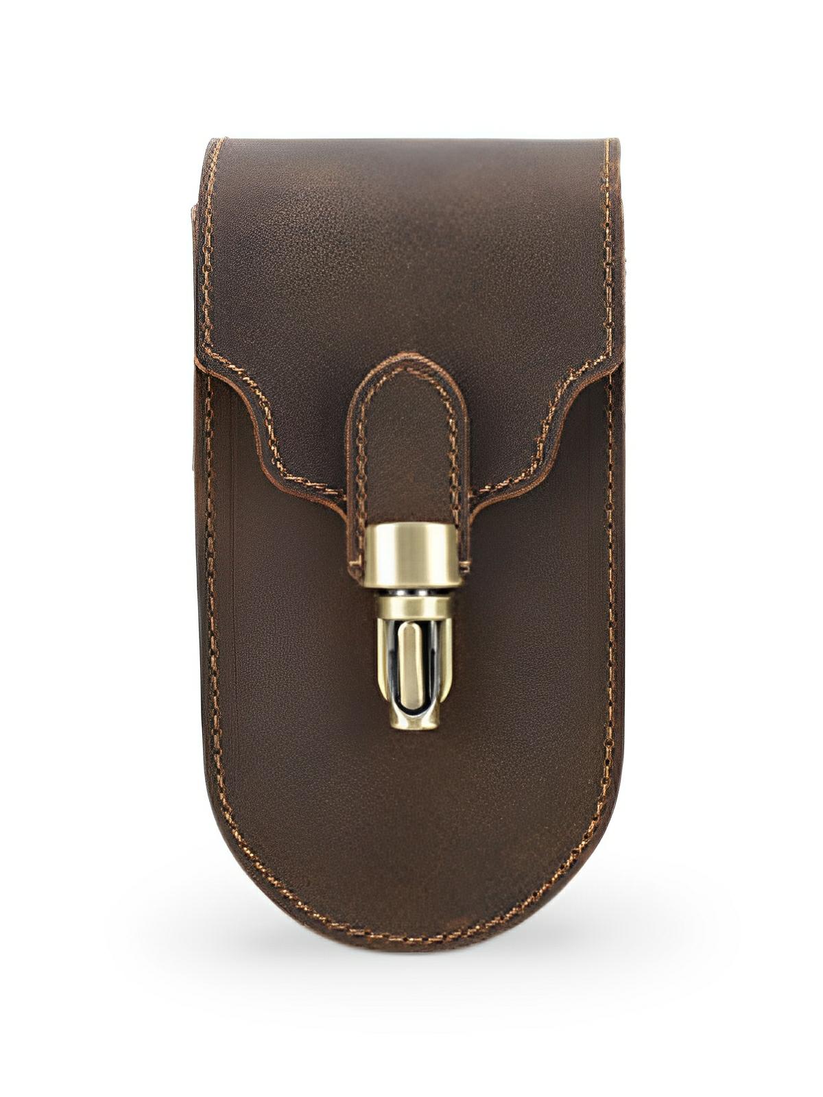 Étui pour balles de golf et tees, en cuir, portable à la ceinture, modèle Amarant - Coffret - Café