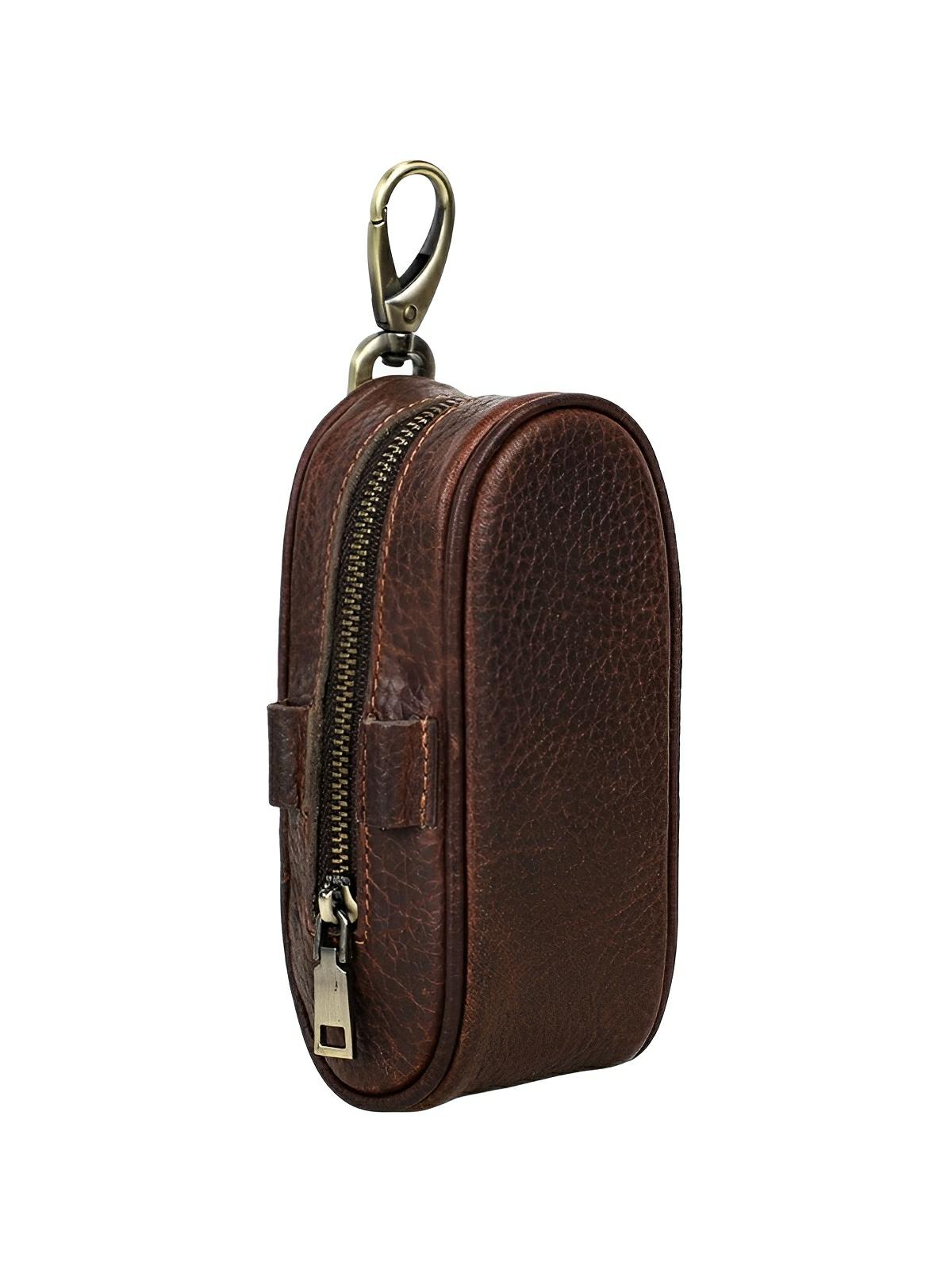 Étui pour balles de golf et tees, en cuir, transportable partout, modèle Ébrard - Coffret - Café