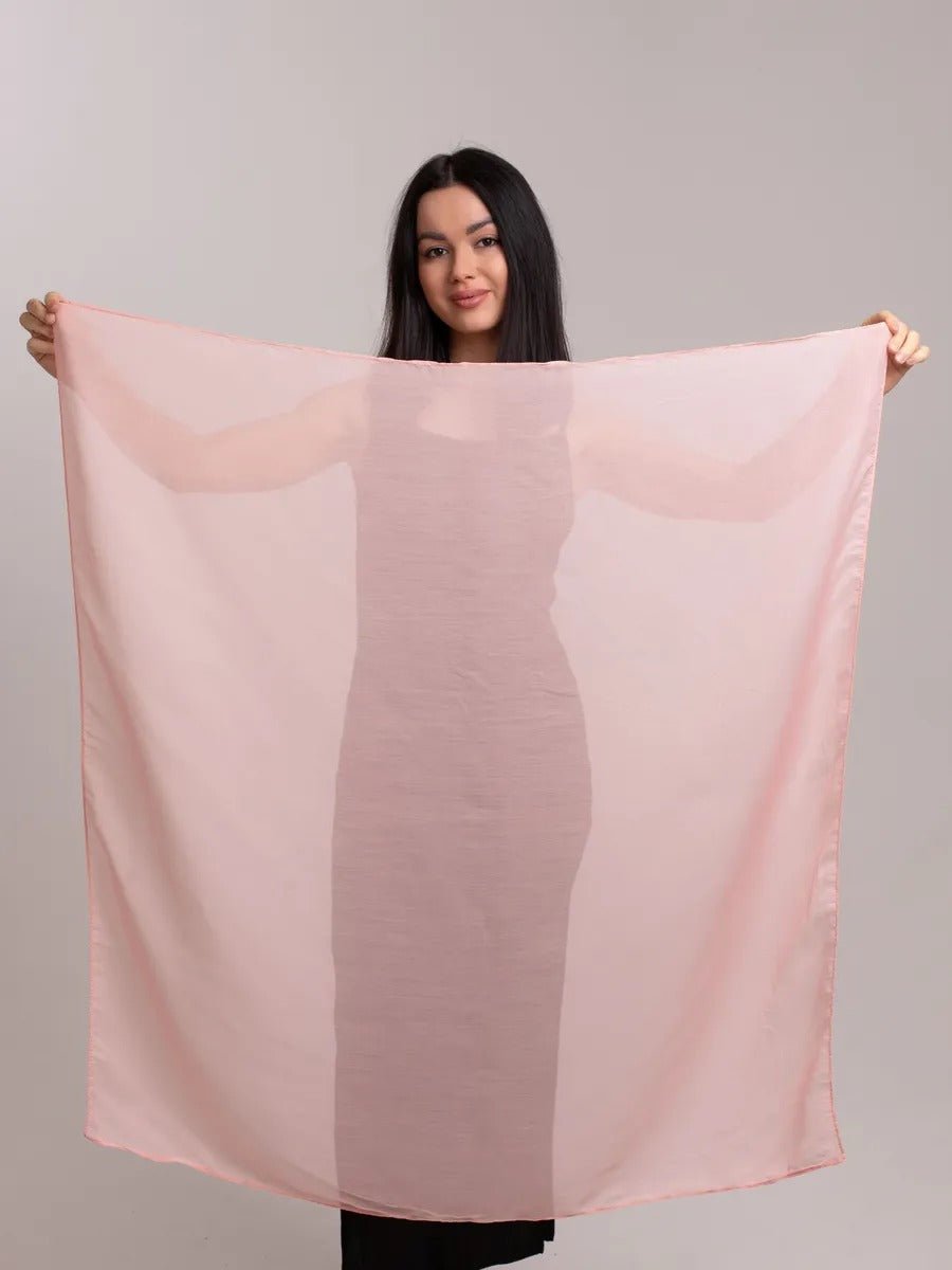 Foulard carré femme 95x95cm, soie imitation douce, coloris unis variés, accessoire polyvalent, léger printemps été, modèle Lala - Écharpe - Rose