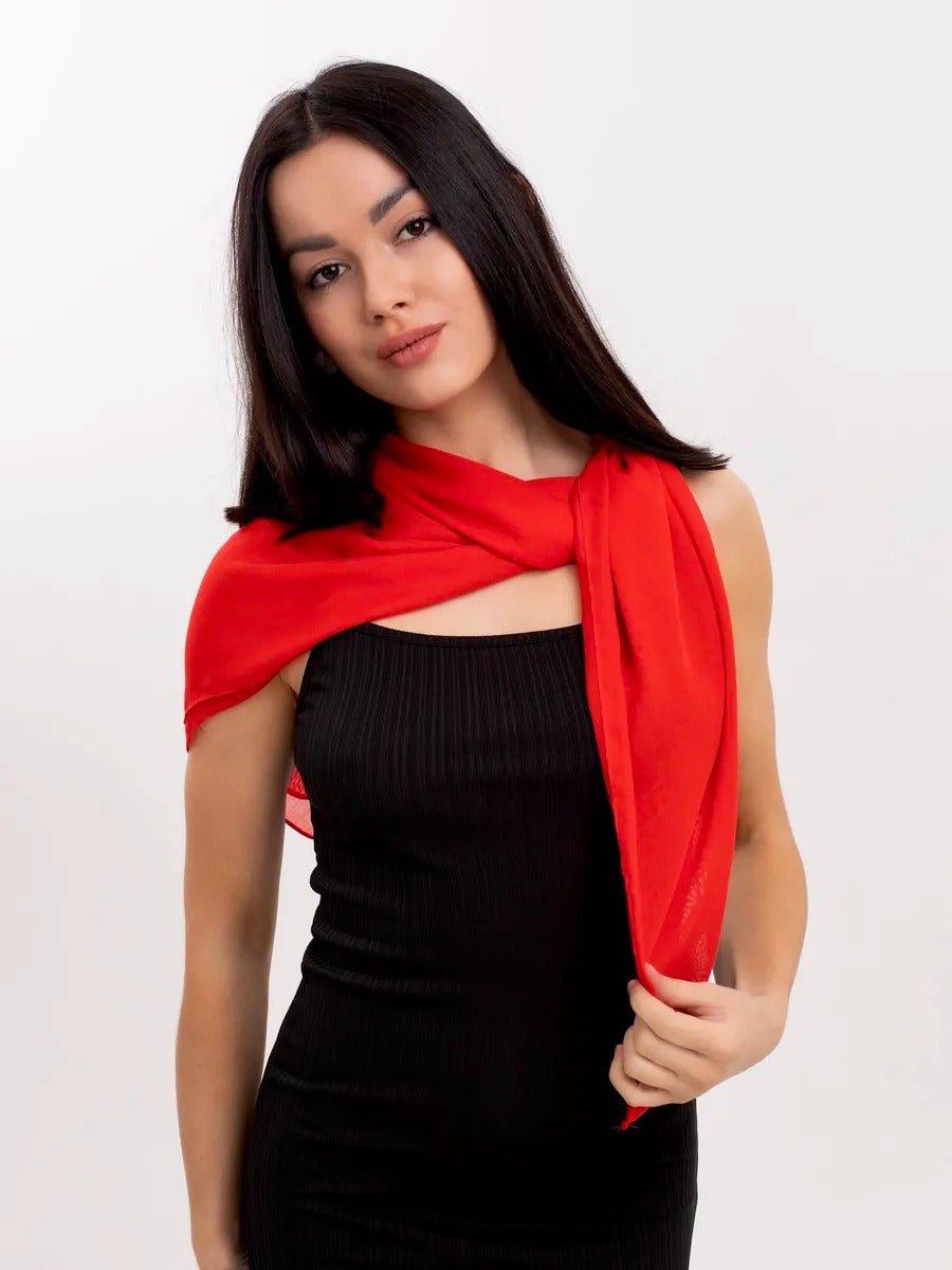 Foulard carré femme 95x95cm, soie imitation douce, coloris unis variés, accessoire polyvalent, léger printemps été, modèle Lala - Écharpe - Rouge