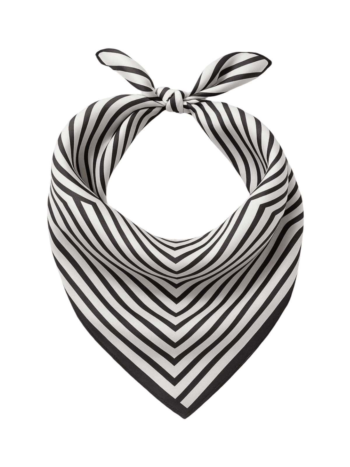 Foulard carré femme, aspect soie et viscose, motif graphique noir et blanc, accessoire cheveux ou cou, look chic printemps été, léger et doux, 90x90 cm, modèle Aurora - Écharpe - Blanc et noir