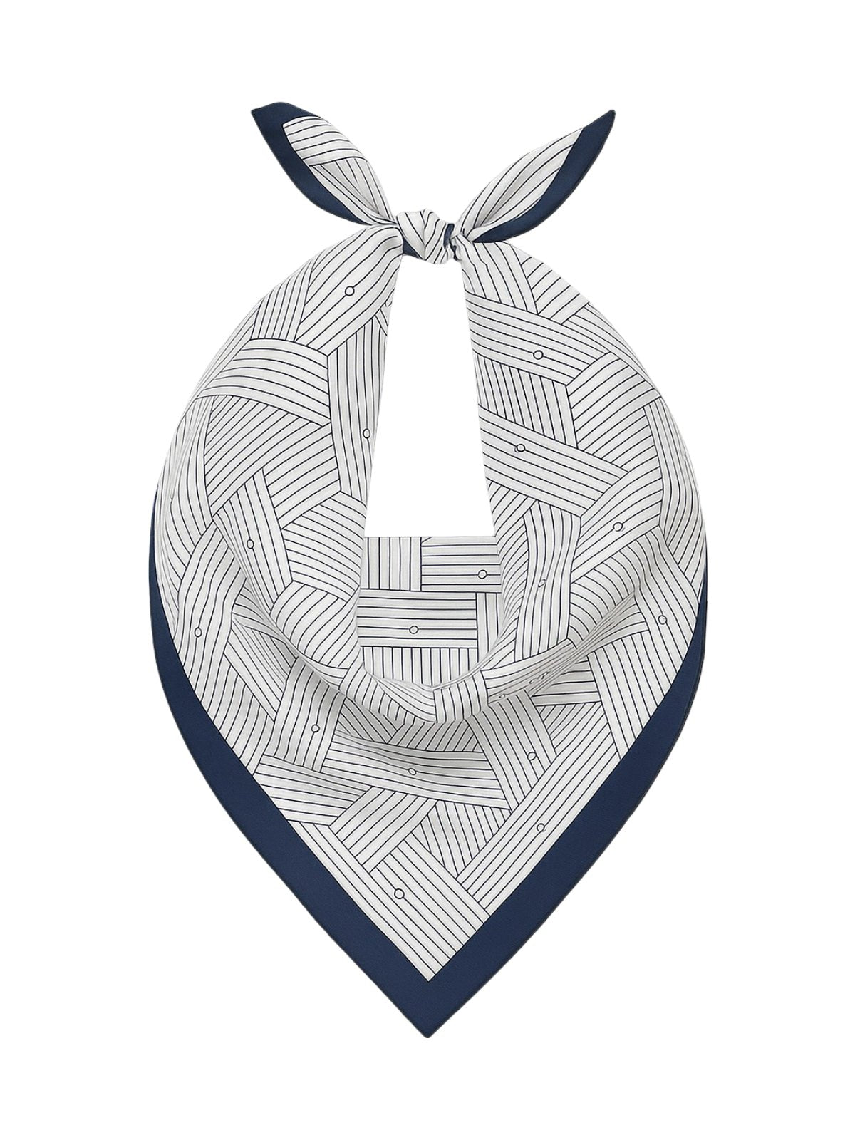 Foulard carré femme, soie synthétique douce, imprimé géométrique moderne, grande écharpe 90x90 cm, accessoires tête et cou, style chic urbain, modèle Albane - Écharpe - Blanc