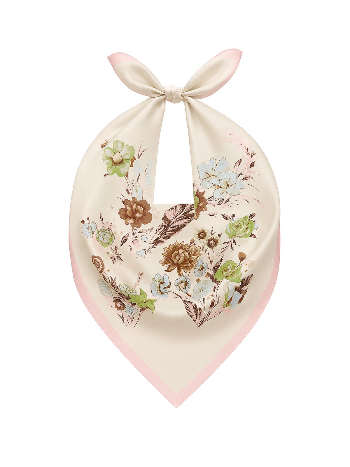 Foulard carré soyeux, imprimé floral multicolore, satin doux 90x90, accessoire féminin chic, écharpe polyvalente printemps été, modèle Tika - Écharpe - Multicolore