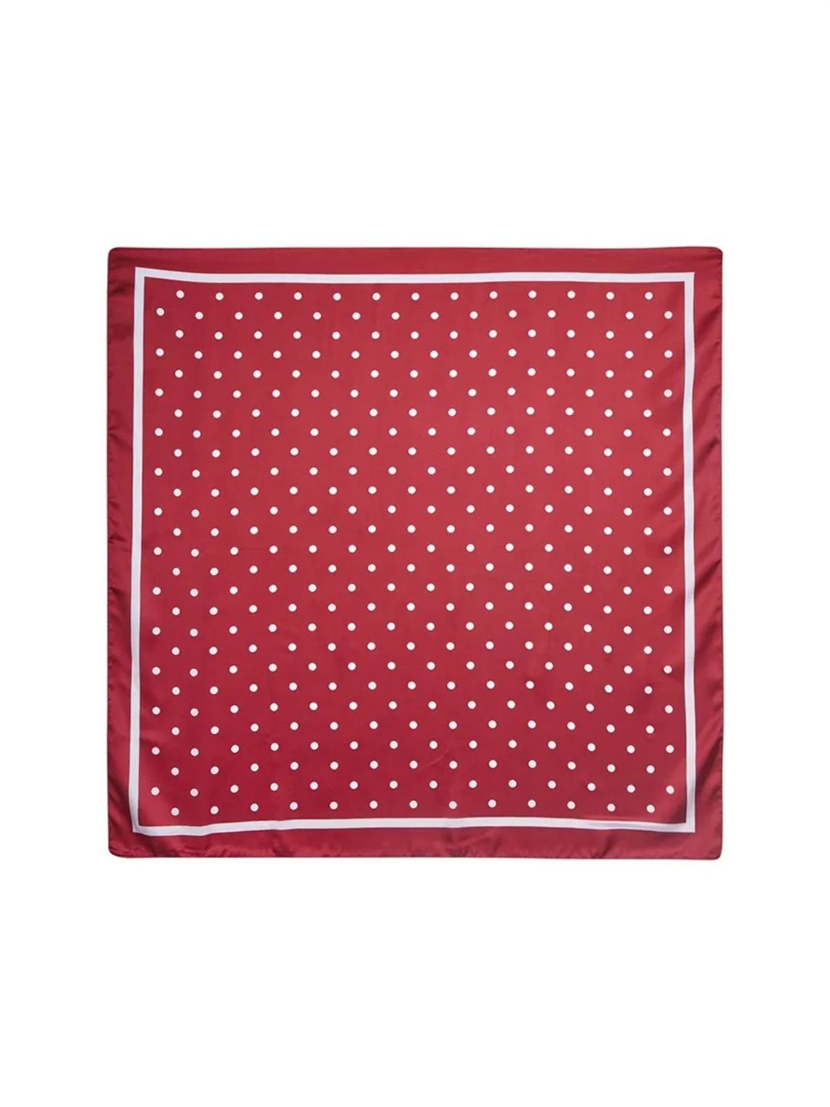 Foulard en aspect soie, rouge bordeaux à pois blancs, carré 90x90 cm, accessoire chic pour cheveux et cou, modèle Karenne - Écharpe - Bordeaux