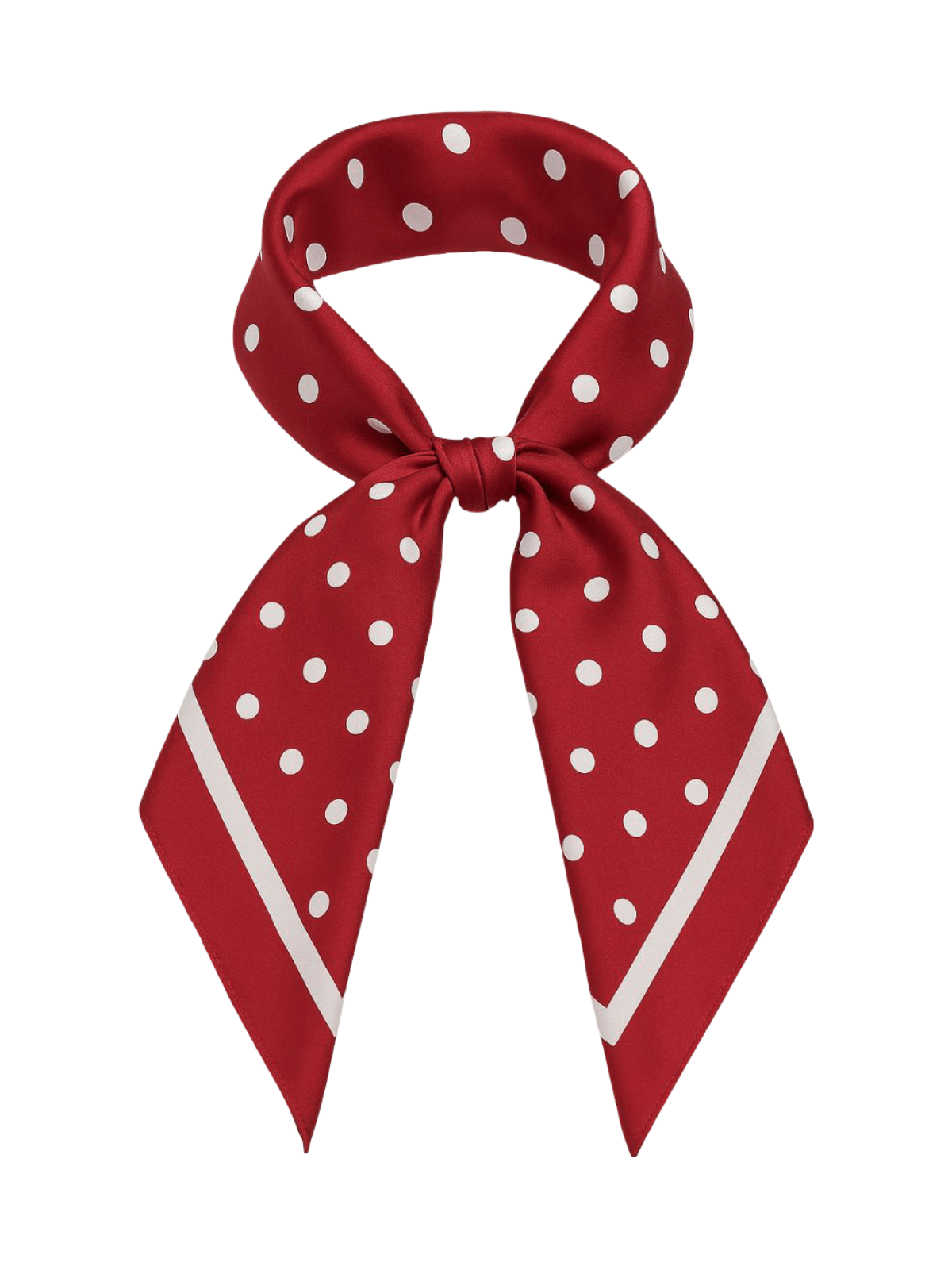 Foulard en aspect soie, rouge bordeaux à pois blancs, carré 90x90 cm, accessoire chic pour cheveux et cou, modèle Karenne - Écharpe - Bordeaux