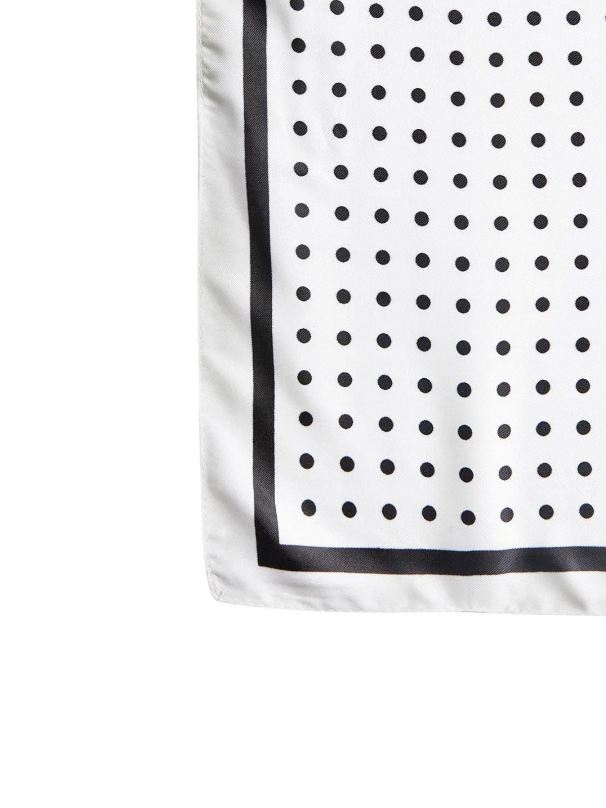 Foulard femme aspect soie, foulard blanc à pois, carré soyeux 90x90, accessoire tête ou cou, style rétro chic, modèle Georgette - Écharpe - Blanc