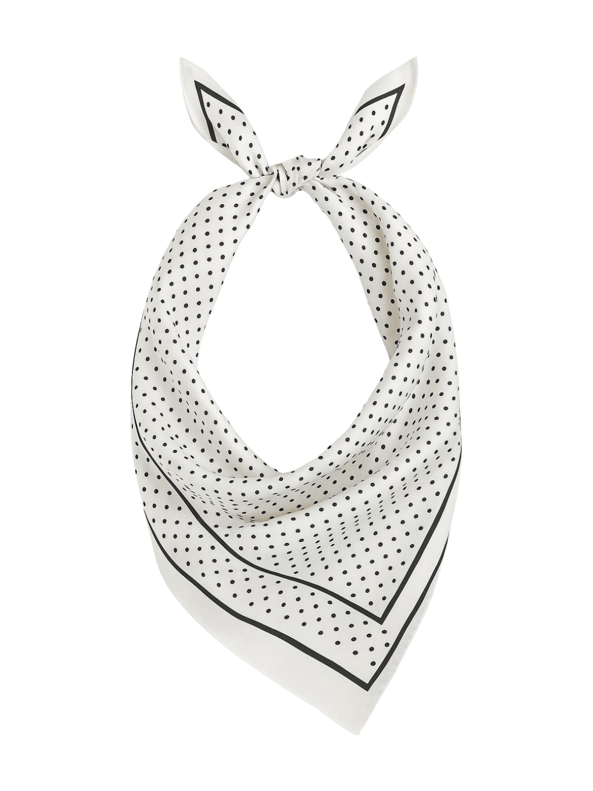 Foulard femme aspect soie, foulard blanc à pois, carré soyeux 90x90, accessoire tête ou cou, style rétro chic, modèle Georgette - Écharpe - Blanc