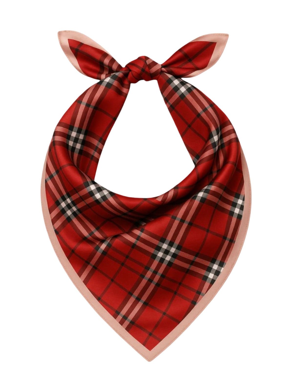 Foulard femme effet satiné rouge, foulard carré 90x90 cm, motif écossais, tissu respirant et doux, accessoire cheveux ou cou, foulard religieux élégant, modèle Paolah - Écharpe - Rouge