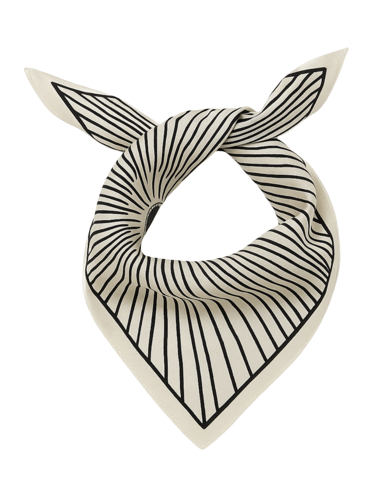 Foulard femme effet satiné soyeux, carré noir et blanc, imprimé graphique rayures, accessoire cheveux et cou, foulard bandana léger, modèle Leylah - Écharpe - Blanc
