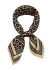 Foulard femme soyeux léopard, carré 90x90 cm, accessoire cheveux ou cou, imprimé animal beige et noir, printemps été modèle Pricilla - Écharpe - Léopard