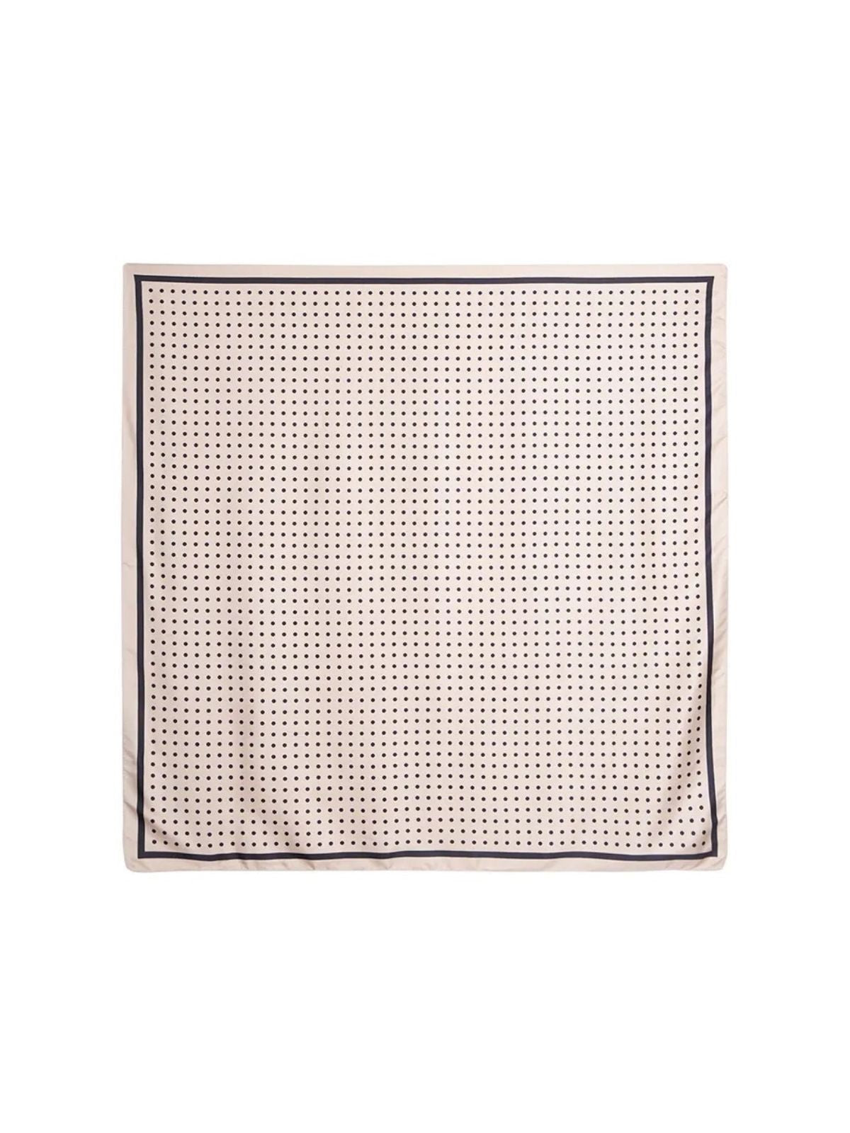 Foulard soyeux femme pois noir, carré beige 90x90, foulard cou et tête, accessoire doux et léger, chic printemps été, modèle Sophia - Écharpe - Beige