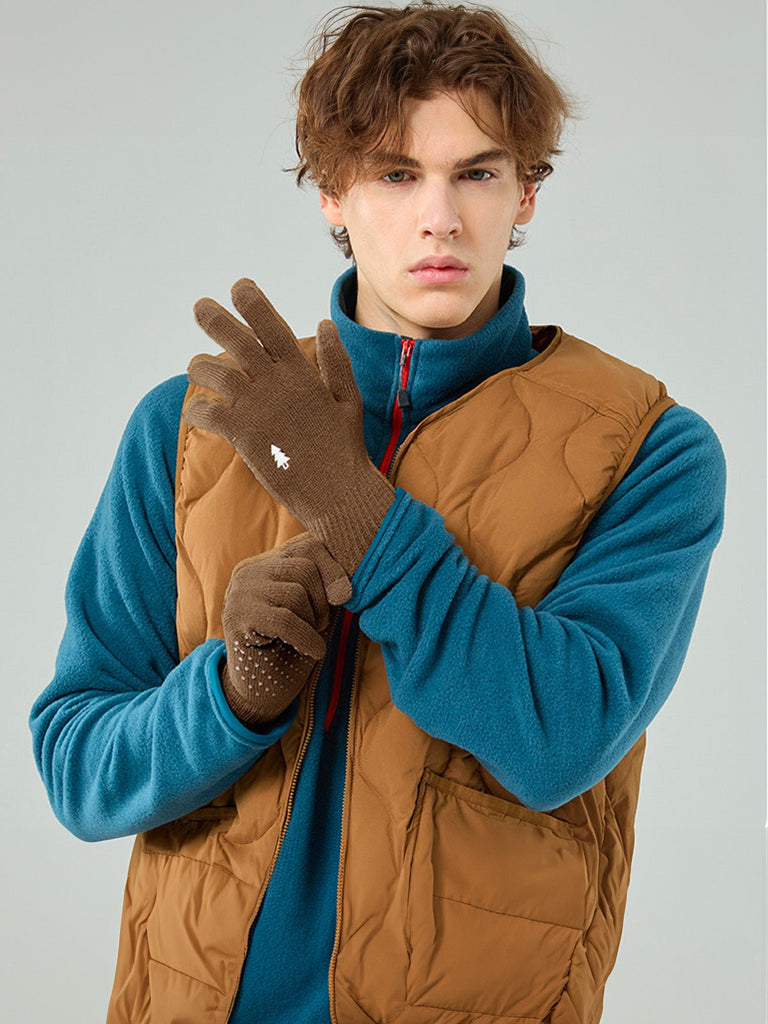 Gant hiver tactile, protection thermique main, accessoires ski antidérapants, doublure chaude, broderie discrète, modèle Loki - Gants - Marron