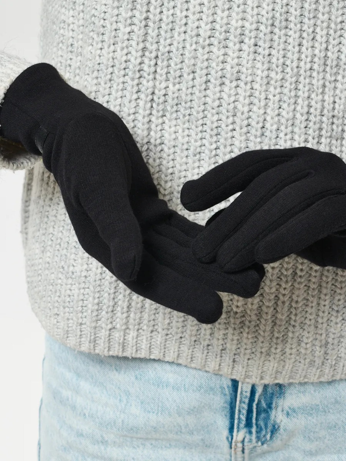 Gants d’hiver femme en suédine doublés polaire, toucher tactile, chauds et confortables, poignet en fausse fourrure, style minimal chic, parfaits pour le froid, modèle Zadolie - Écharpe - Noir