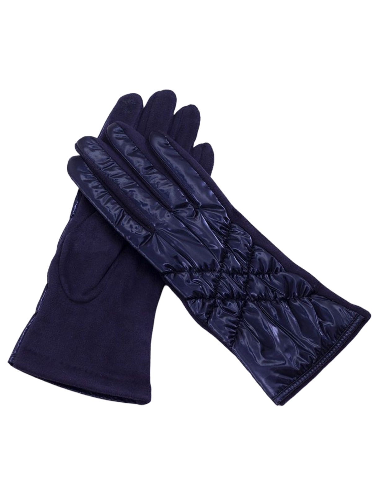 Gants d’hiver femme tactiles, chauds et imperméables, avec doublure polaire et finition velours, modèle Carlotta - Écharpe - Bleu marine