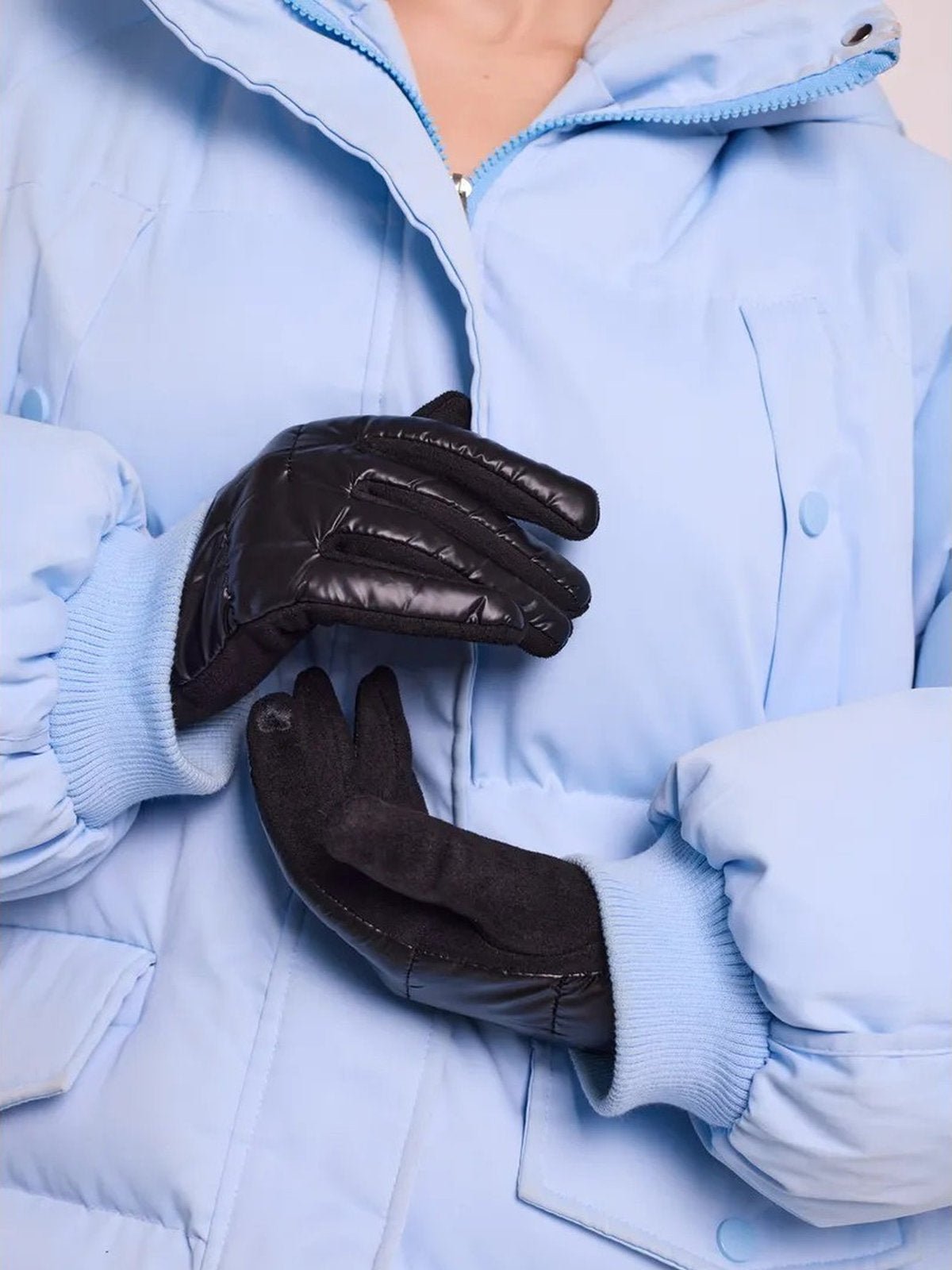 Gants d’hiver femme tactiles, chauds et imperméables, avec doublure polaire et finition velours, modèle Carlotta - Écharpe - Noir