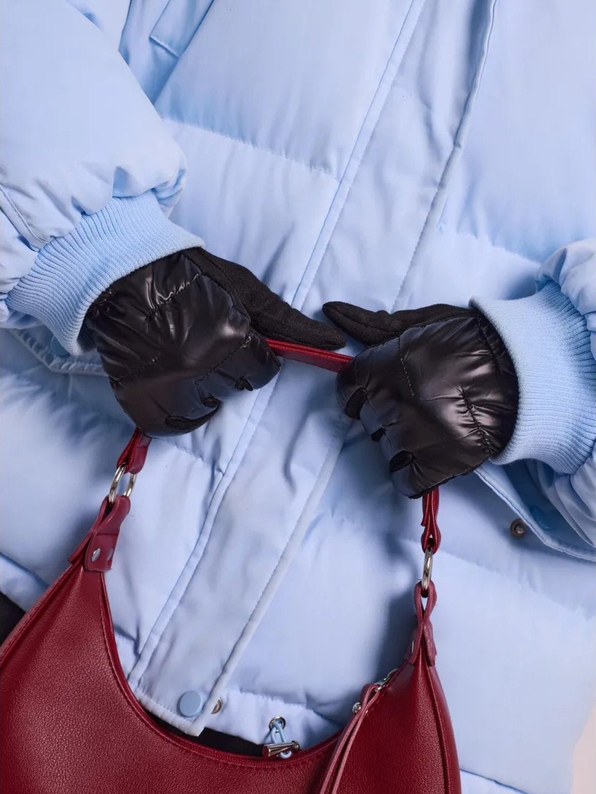 Gants d’hiver femme tactiles, chauds et imperméables, avec doublure polaire et finition velours, modèle Carlotta - Écharpe - Noir