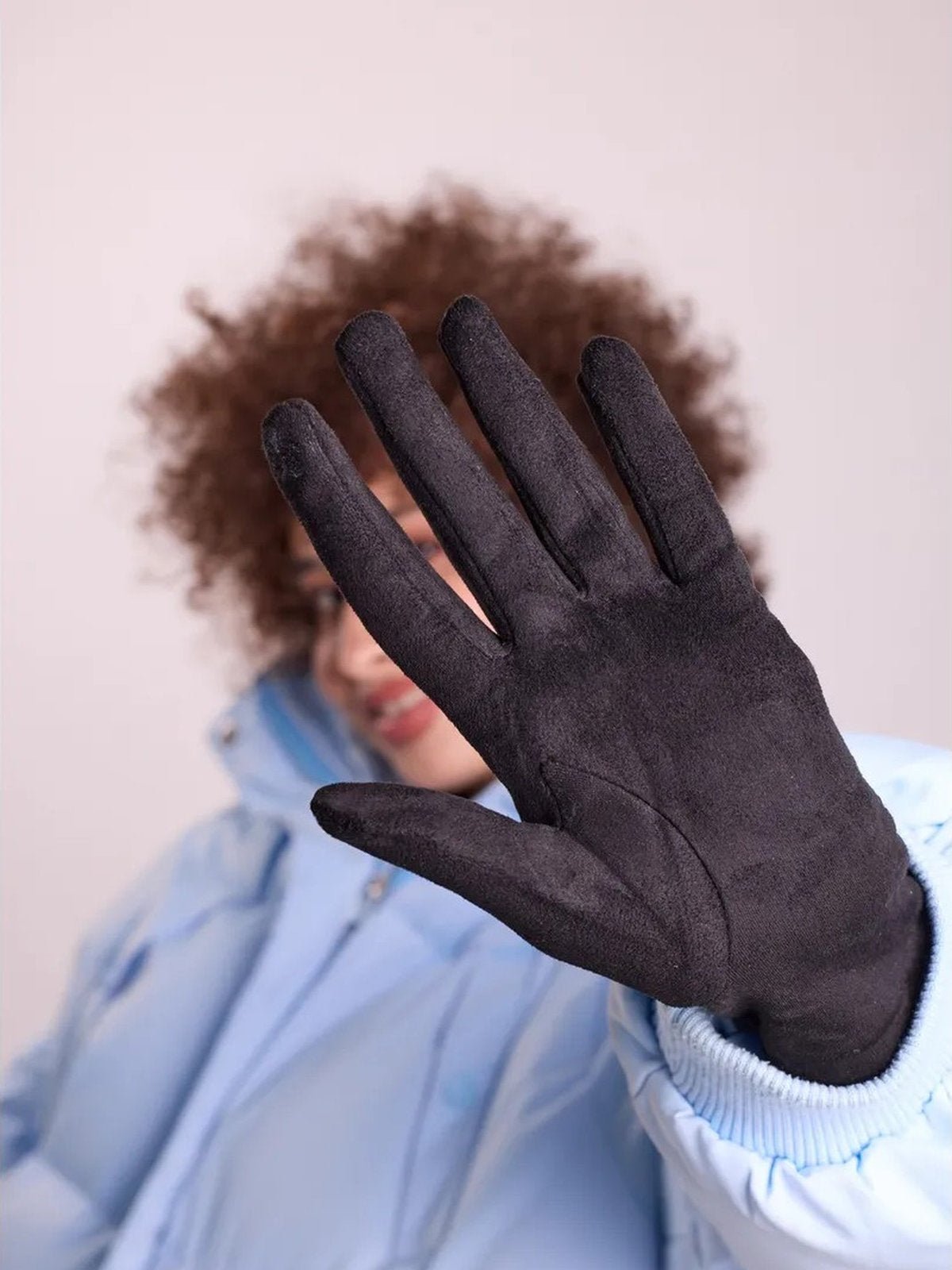 Gants d’hiver femme tactiles, chauds et imperméables, avec doublure polaire et finition velours, modèle Carlotta - Écharpe - Noir