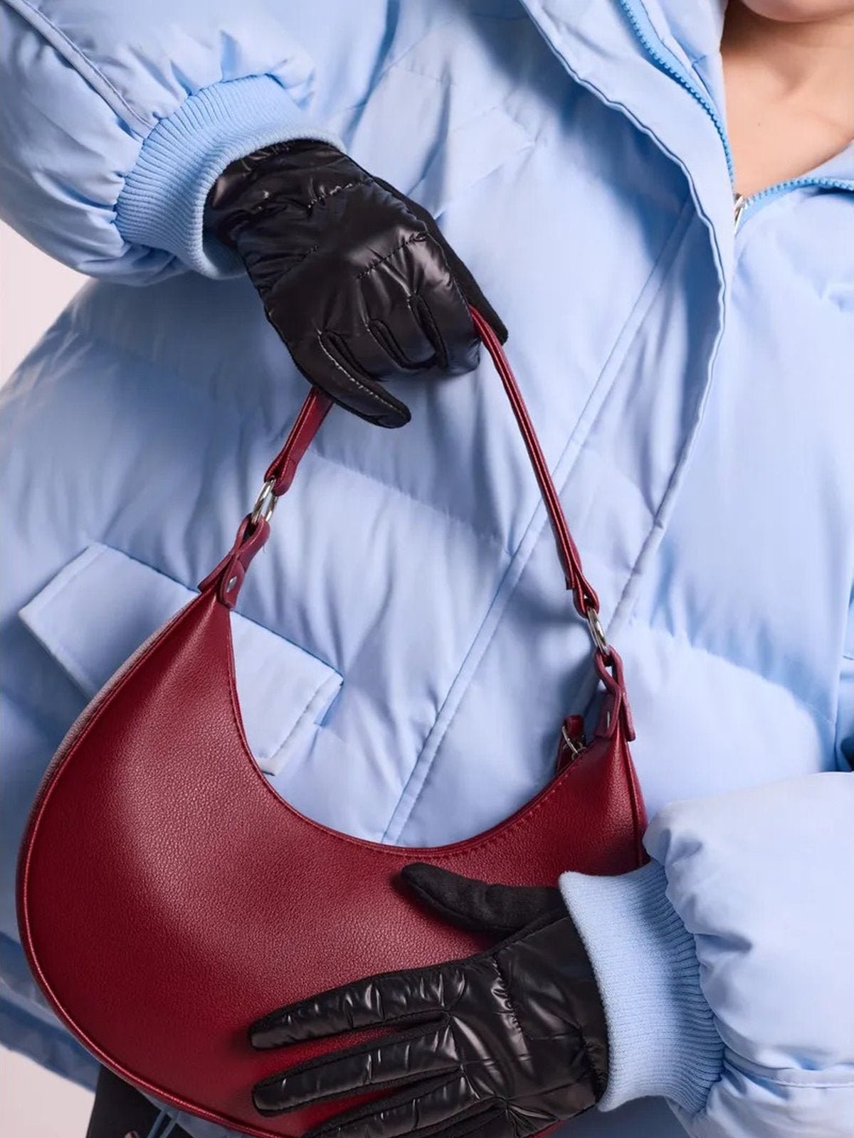 Gants d’hiver femme tactiles, chauds et imperméables, avec doublure polaire et finition velours, modèle Carlotta - Écharpe - Noir