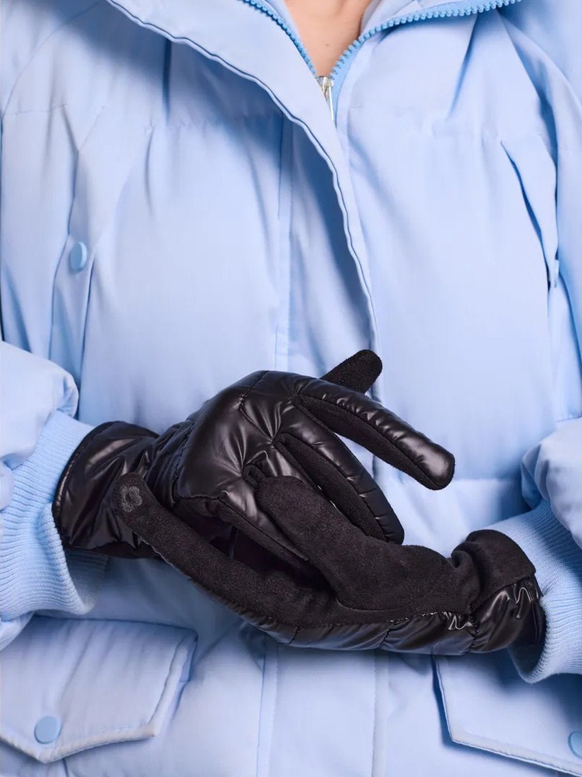 Gants d’hiver femme tactiles, chauds et imperméables, avec doublure polaire et finition velours, modèle Carlotta - Écharpe - Noir