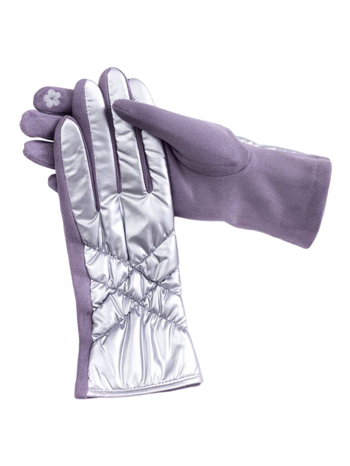 Gants d’hiver femme tactiles, chauds et imperméables, avec doublure polaire et finition velours, modèle Carlotta - Écharpe - Argenté