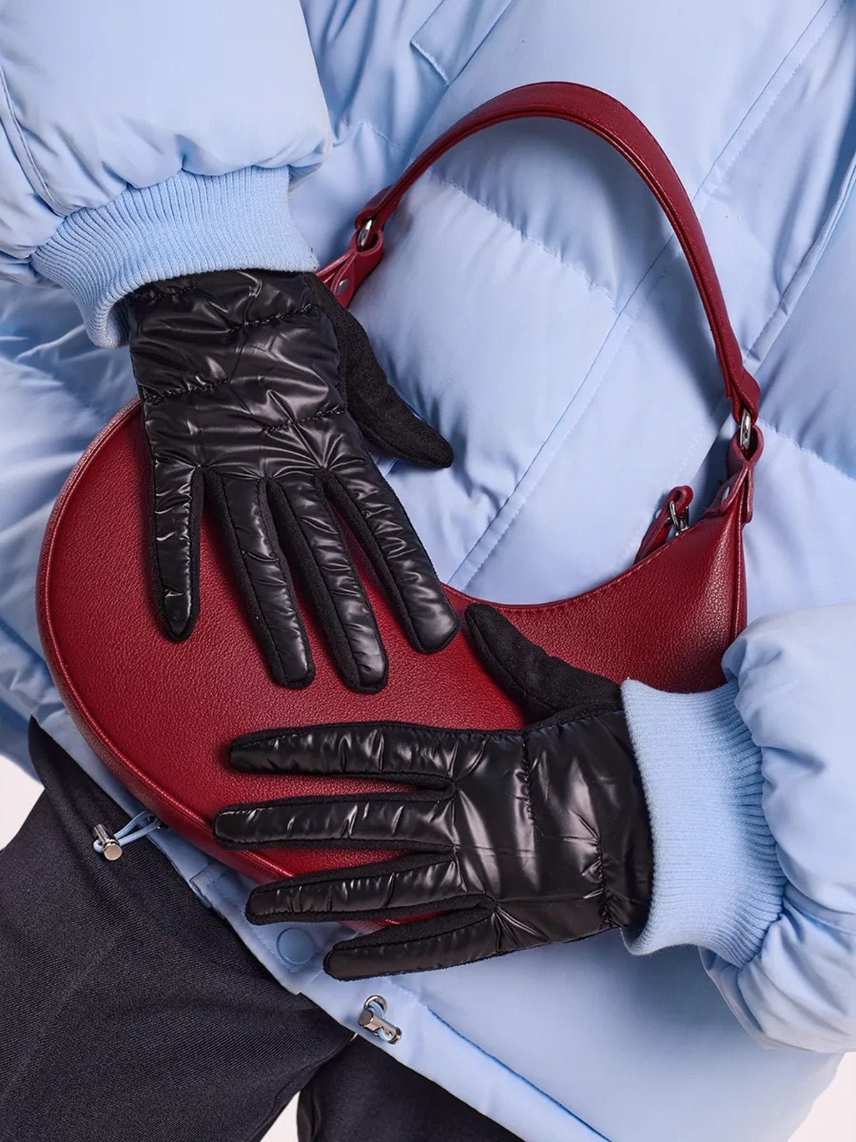 Gants d’hiver femme tactiles, chauds et imperméables, avec doublure polaire et finition velours, modèle Carlotta - Écharpe - Noir