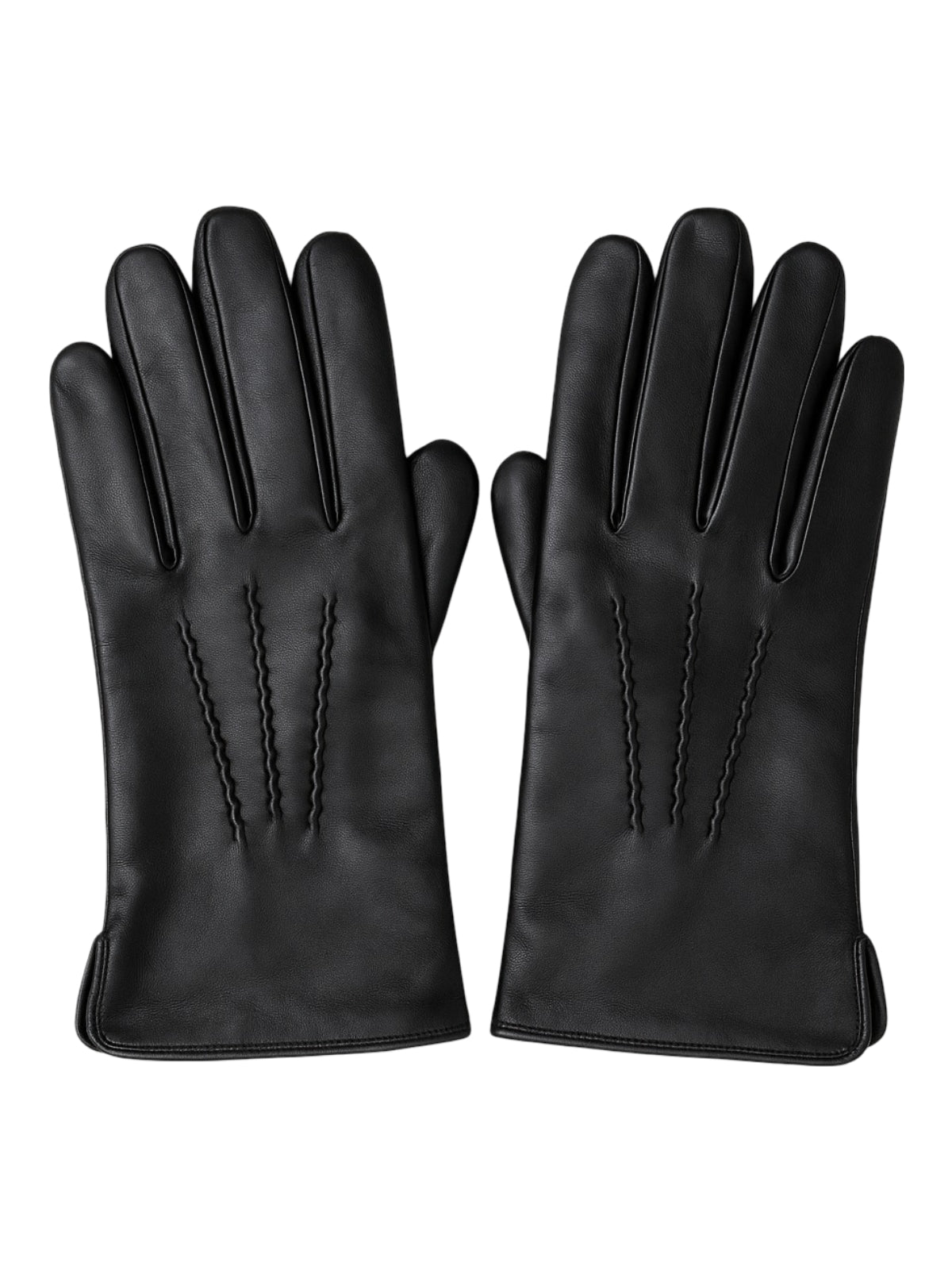Gants en cuir homme, habillés hiver, doublés laine, noirs classiques, chauds et élégants, modèle Emilio - Gants - Noir M