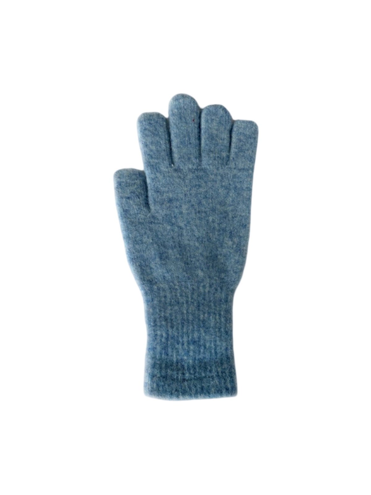 Gants en maille douce, gants hiver femme, gants longs tricotés, gants chauds doux au toucher, gants colorés unis, gants tactiles laine mélangée, modèle Kinz - Écharpe - Bleu clair