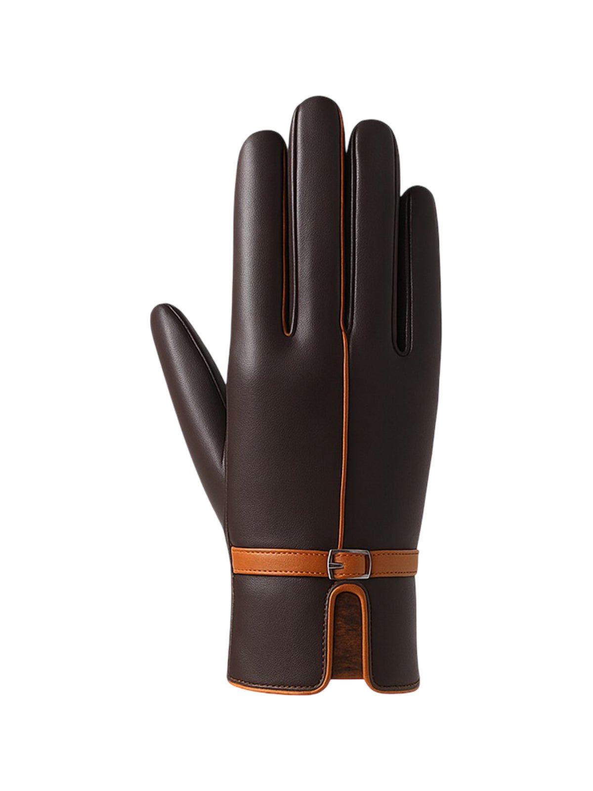 Gants femme en cuir, gants tactiles hiver, accessoire chaud doublé, gants mode élégants, parfaits pour la conduite, modèle Irmène - Écharpe - Café M