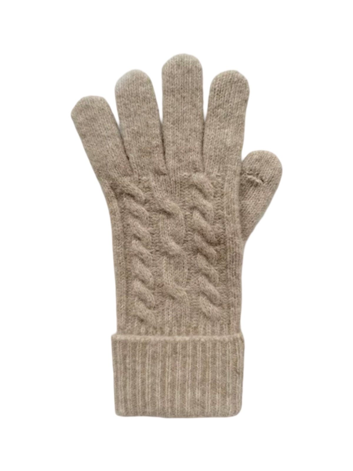 Gants femme hiver, fibre de lapin, maille torsadée douce, toucher tactile, chaud et léger, poignet long côtelé, modèle Patine - Gants - Beige