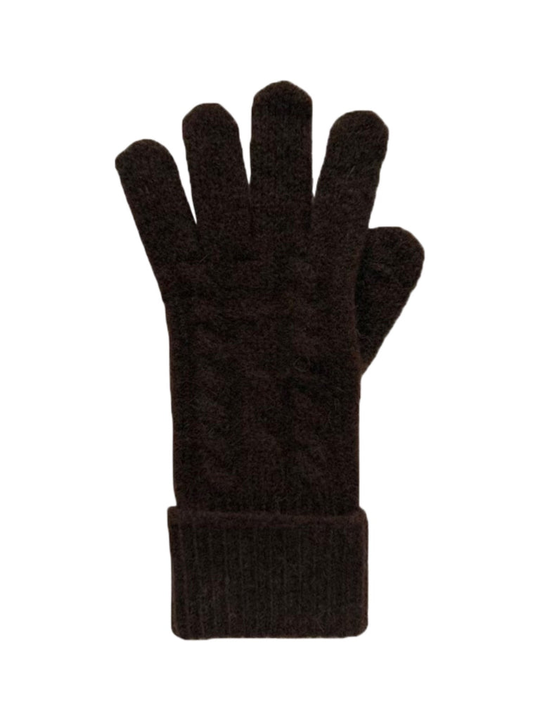 Gants femme hiver, fibre de lapin, maille torsadée douce, toucher tactile, chaud et léger, poignet long côtelé, modèle Patine - Gants - Marron