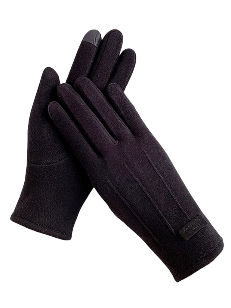 Gants hiver femme, tactiles et chauds, velours thermiques, sans fermeture, anti - froid, modèle Lina - Gants - Noir