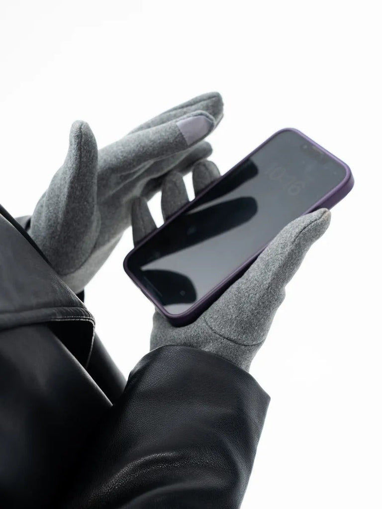 Gants hiver femme, tactiles et chauds, velours thermiques, sans fermeture, anti - froid, modèle Lina - Gants - Gris