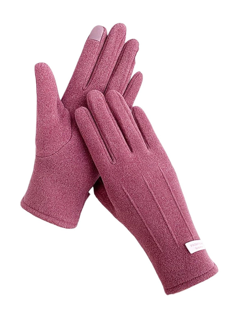 Gants hiver femme, tactiles et chauds, velours thermiques, sans fermeture, anti - froid, modèle Lina - Gants - Framboise