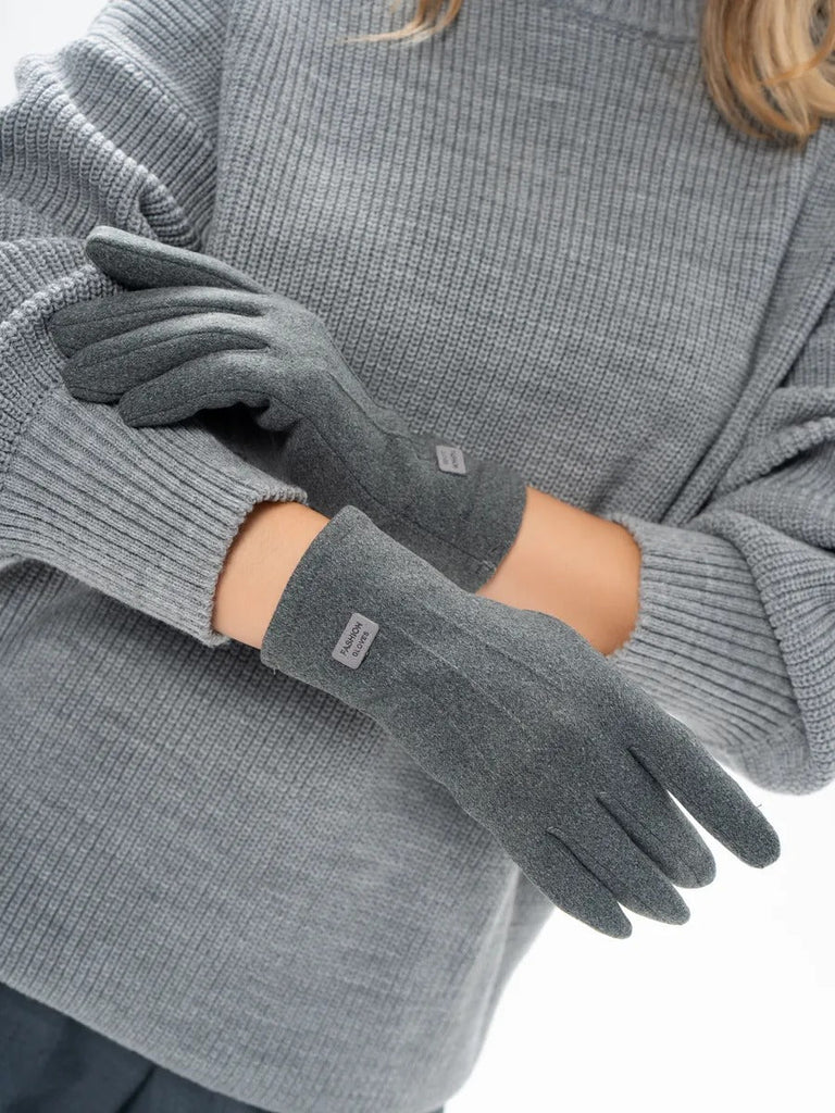 Gants hiver femme, tactiles et chauds, velours thermiques, sans fermeture, anti - froid, modèle Lina - Gants - Gris