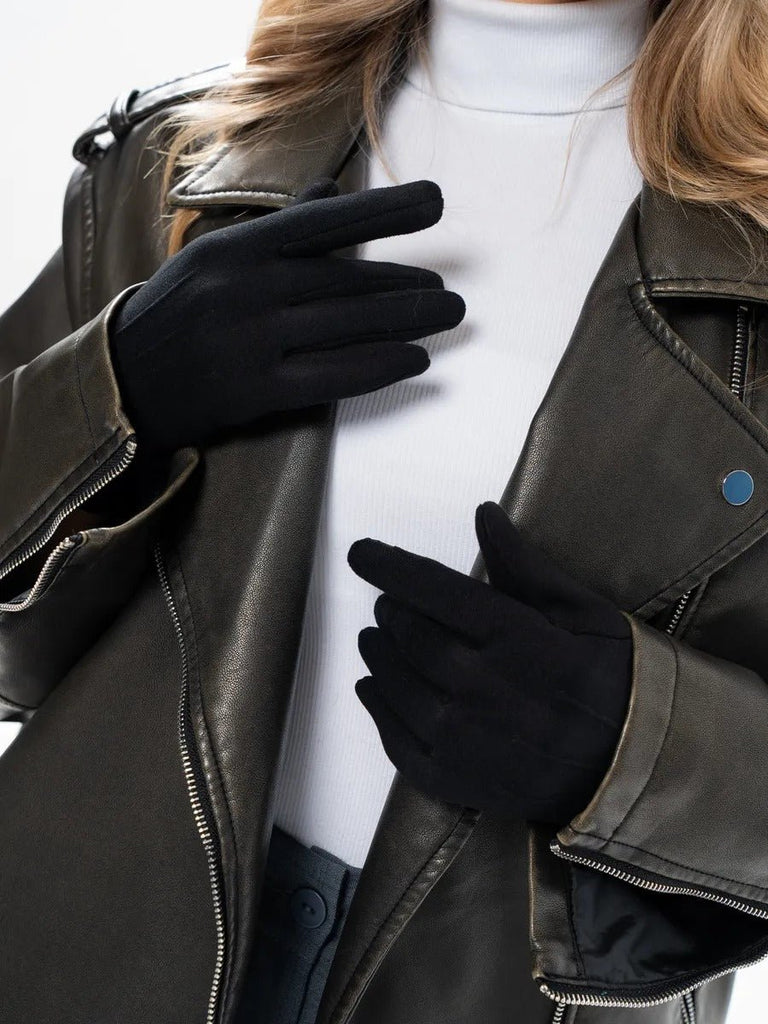 Gants hiver femme, tactiles et chauds, velours thermiques, sans fermeture, anti - froid, modèle Lina - Gants - Noir