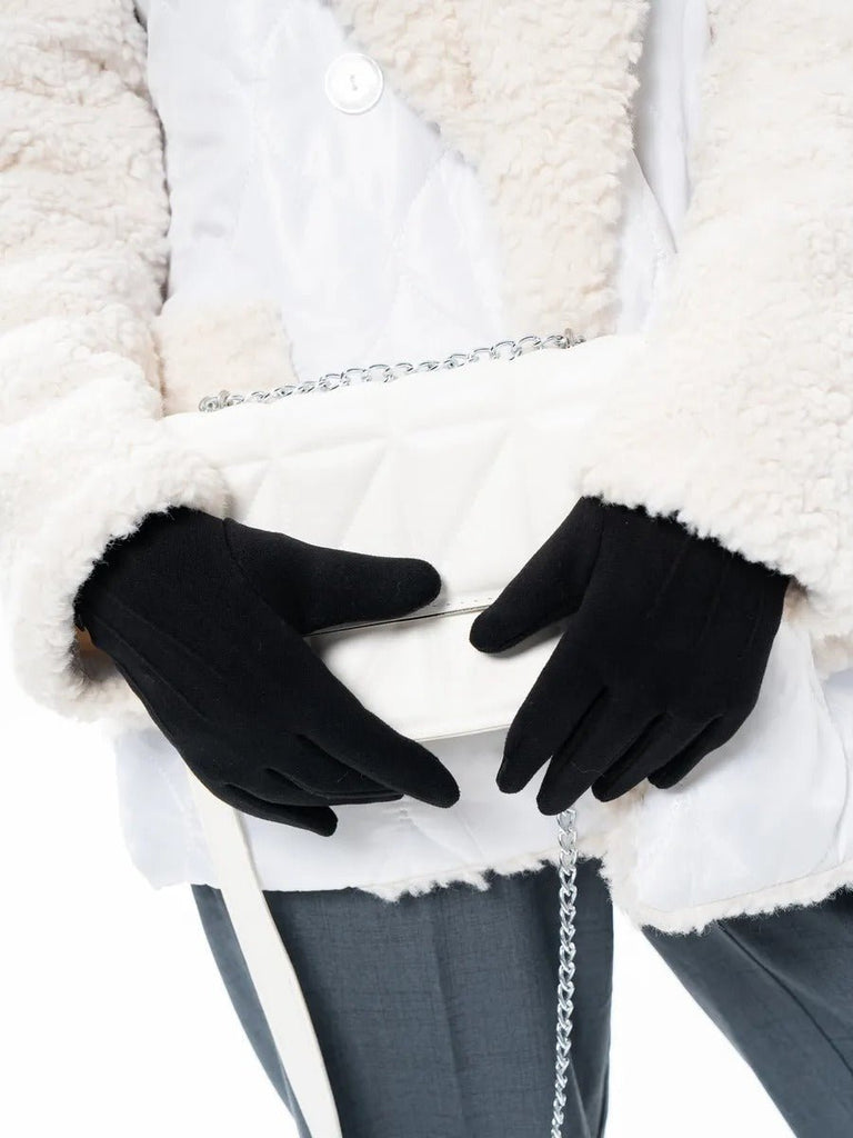 Gants hiver femme, tactiles et chauds, velours thermiques, sans fermeture, anti - froid, modèle Lina - Gants - Noir
