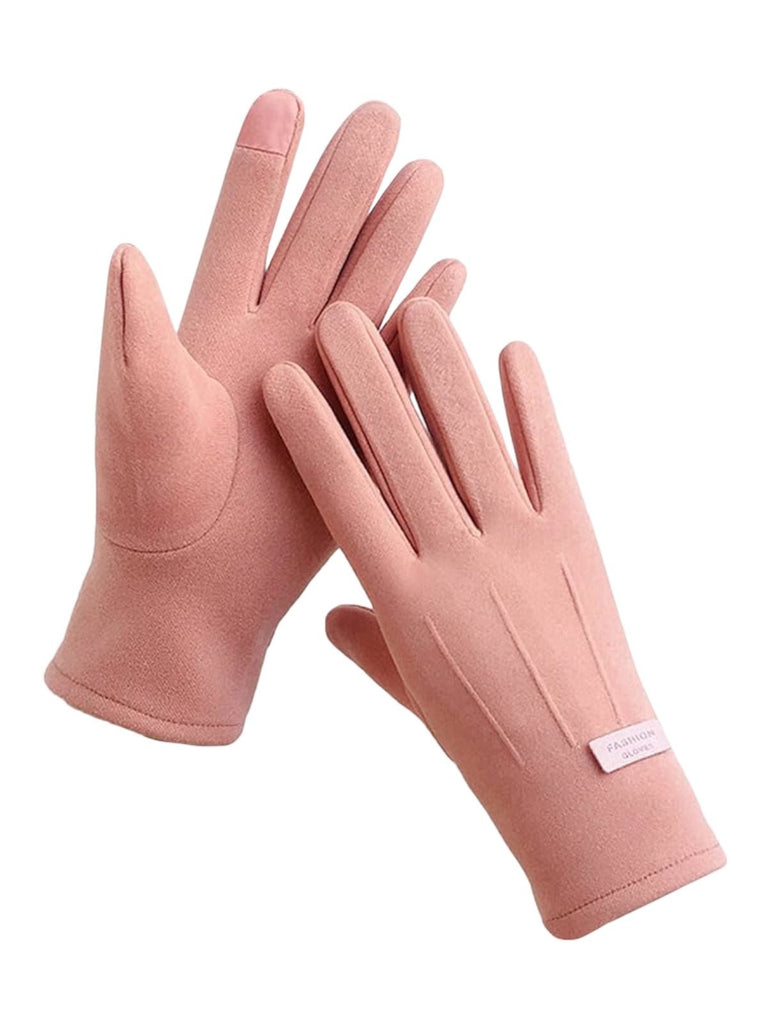 Gants hiver femme, tactiles et chauds, velours thermiques, sans fermeture, anti - froid, modèle Lina - Gants - Rose