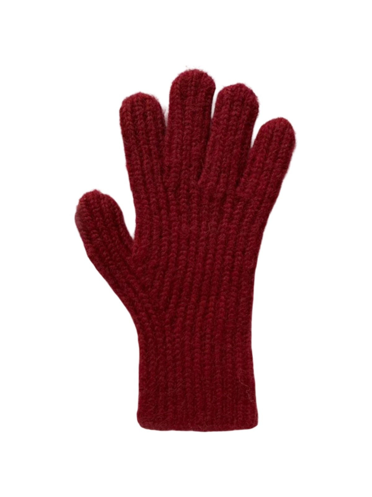 Gants hiver laine côtelée, maille épaisse tactile, douceur chaude unisexe, style casual coloré, taille unique, modèle Tyanne - Gants - Rouge
