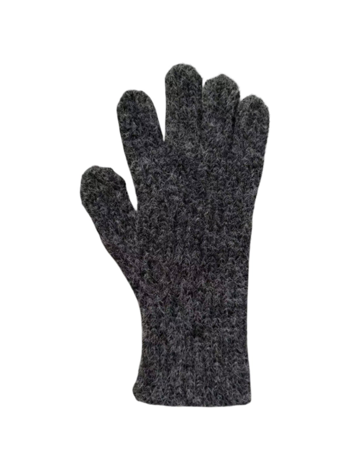 Gants hiver laine côtelée, maille épaisse tactile, douceur chaude unisexe, style casual coloré, taille unique, modèle Tyanne - Gants - Gris foncé