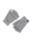 Gants hiver tricotés, modèle deux - en - un, sans doigts avec rabat, laine chaude, usage tactile, style unisexe, tricot épais, protection contre le froid, accessoire cosy, modèle Touns - Gants - Gris