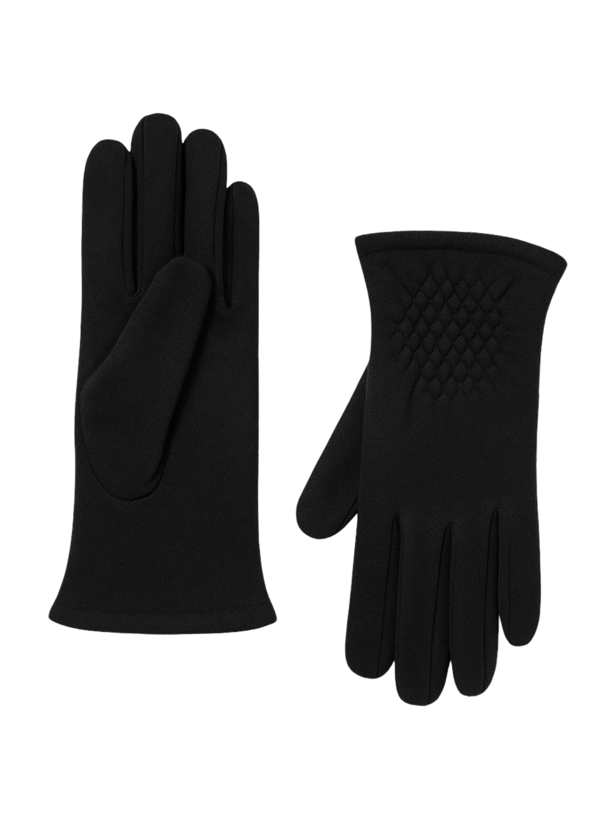 Gants noirs femme hiver, chauds et doux, doublés polaire, compatibles écran tactile, broderie élégante, coupe ajustée, modèle Euprasie - Écharpe - Noir